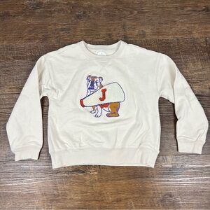 Crewcuts Bulldog Mascot Graphic Sweatshirt Cream Boys Medium 8-9